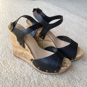 Black Sandal Wedge Heels